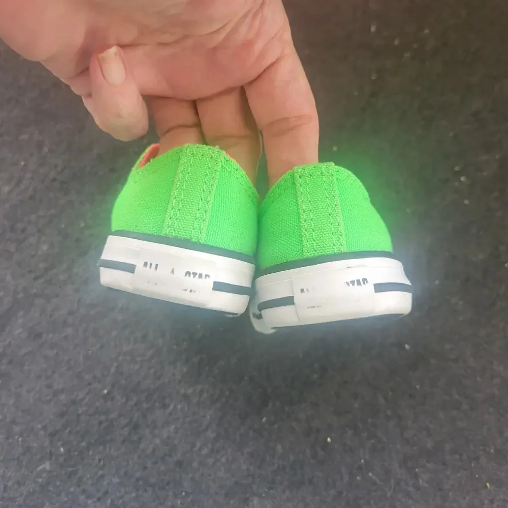 Converse All Star junior Chuck Size 4 Sneakers green‎ Canvas Low Top Shoes